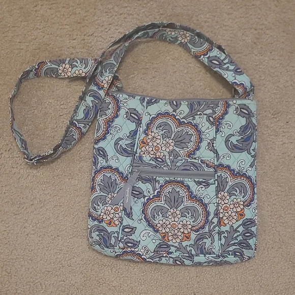 Vera Bradley Blue and Gray Floral Crossbody Bag - Picture 1 of 4